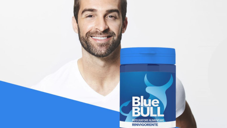 uomo con confezione di blue bull integratore