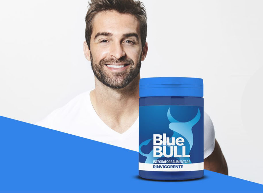 uomo con confezione di blue bull integratore